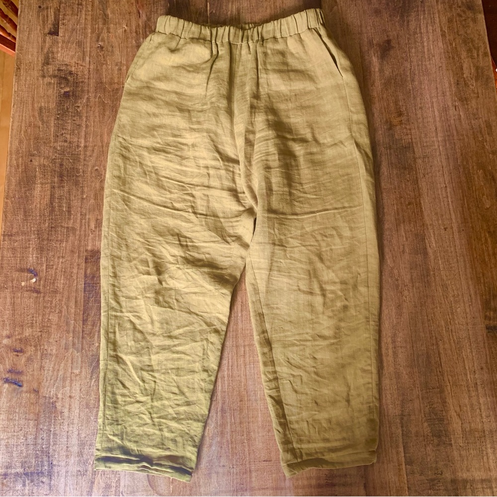 Hoibo Linen Daily Slacks in Ochre, size L